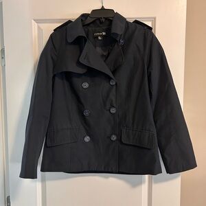 Forever 21 Black Double-Breasted Trench Jacket